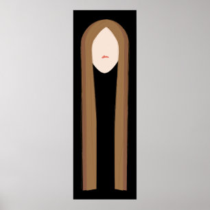 Lang Haar Kunst   Minimalistische Moderne Portret  Poster