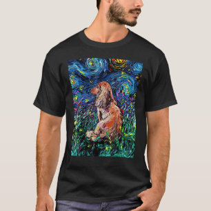 Lang Haar Rood Bruin Dachshund Sterrennacht Dog Ar T-shirt