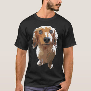 Lang Haar Teckel Schattige Wiener Hondencadeau voo T-shirt