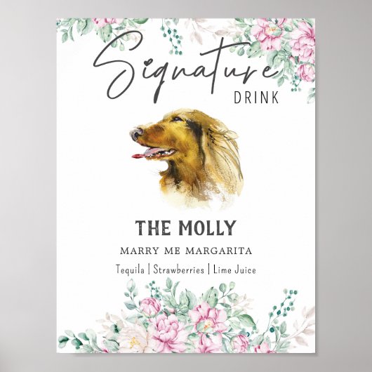 Lang Haired Dachshund Trouwhandtekening Drink Teke Poster (Voorkant)