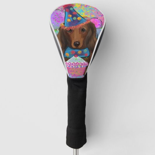 LANG HAIRED RODE DACHSHUND GOLFHEADCOVER (Voorkant)