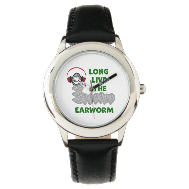 Lang leef de aardworm horloge (Voorkant)