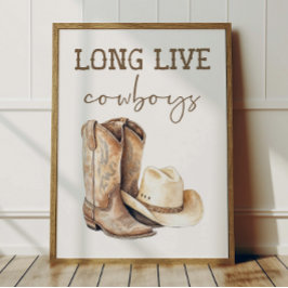 Lang leve cowboys poster kids western kamer decor