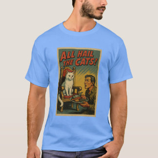 Lang leve de katten Retro strip stijl grappige kat T-shirt