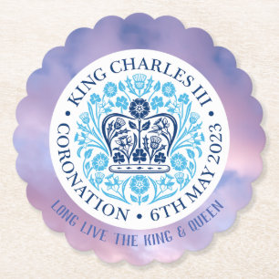 Lang leve de koning en de koningin. Bewerkbaar. Kartonnen Onderzetters