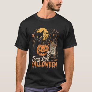 Lang leve Halloween Grappige Pompoen Halloween Zwa T-shirt