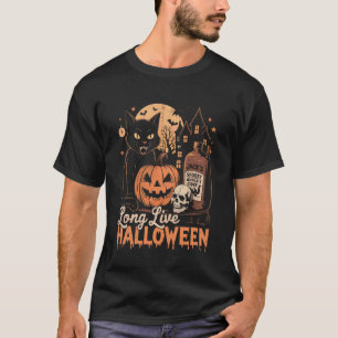 Lang leve Halloween Grappige Pompoen Halloween Zwa T-shirt