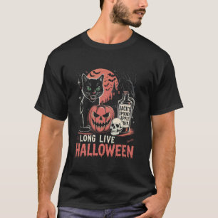 Lang leve Halloween Grappige Pompoen Halloween Zwa T-shirt