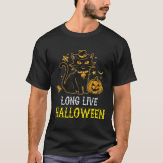 Lang leve Halloween pompoen zwarte kat Spooky Seiz T-shirt