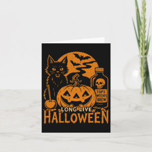 Lang leve Halloween pompoen zwarte kat Spooky Vibe Kaart