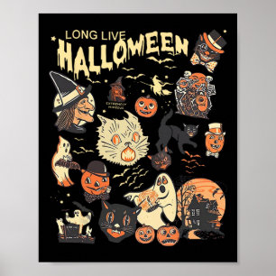 Lang leve Halloween Pumpkin Witch Ghost Bl Poster