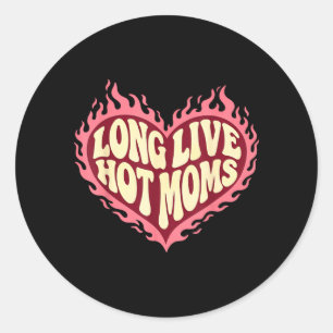 Lang leve hete moeders Funny Retro Moeder Humor Qu Ronde Sticker
