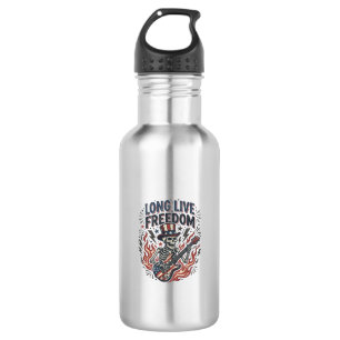 Lang Leve Vrijheid Patriottisch Skelet Rocker T-sh Waterfles