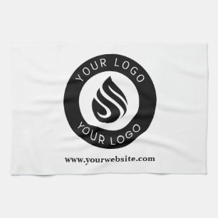 Lang Wit Schort met Company Logo Promotional Theedoek