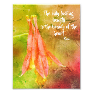Langdurige Beauty Columbine Inspirerend Rumi Quote Foto Afdruk