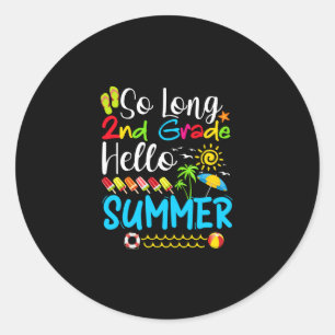 Lange 2e klas Hallo zomerdag op school. Ronde Sticker