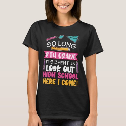 Lange 8e graad Hallo middelbare school T-shirt (Voorkant)