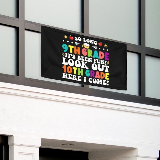 Lange 9de graad Kijk uit 10de graad hier. Spandoek (Buitenkant Gebouw)