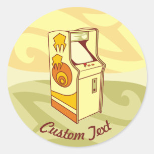 Lange arcade spelcomputer classic ronde sticker