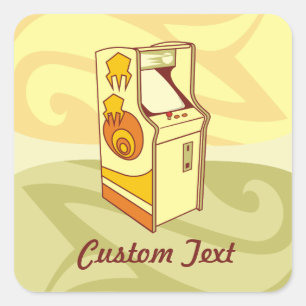Lange arcade spelcomputer vierkante sticker
