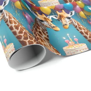 **"Lange feesten: een Giraffe verjaardagsbash"** Cadeaupapier