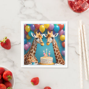 **"Lange feesten: een Giraffe verjaardagsbash"** Servet
