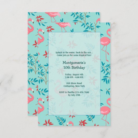 Lange Flamingo's Uitnodigingen (Voorkant / Achterkant)