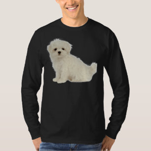 Lange gecoate witte pup maltese hond poedel shih t t-shirt