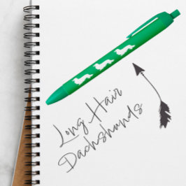 Lange Haar Dachshund Ink Pen Groen