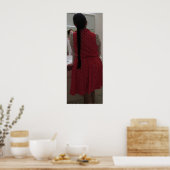 Lange haarreflectie in spiegel poster (Keuken)