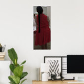 Lange haarreflectie in spiegel poster (Thuiskantoor)