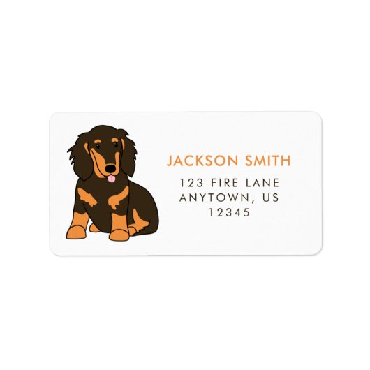 Lange-haire Dachshund Return Address Label (Voorkant)