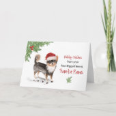 Lange Haired Chihuahua Kerstmis Van Hond In Grappi Kaart (Voorkant)