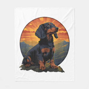 Lange Haired Dachshund huisdier lover retro Fleece Deken