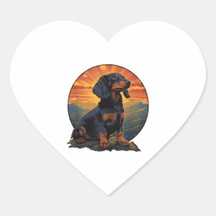 Lange Haired Dachshund huisdier lover retro Hart Sticker