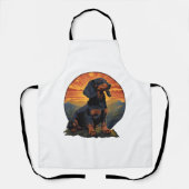 Lange Haired Dachshund huisdier lover retro Schort (Voorkant)