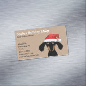 Lange Haired Dachshund Puppy in Santa Clause Pet Visitekaartje Magneet (Voorbeeld)