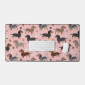 Lange harige Dachshund Paws en Botten Patroon Bureaumat (Keyboard & Muis)