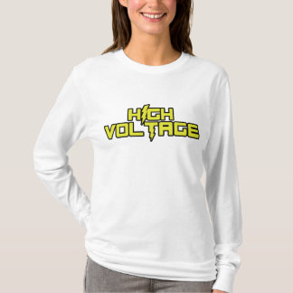 Lange hoes voor hoge spanning V-nekstuk (wit) T-shirt