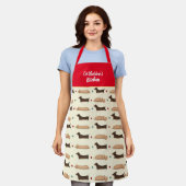 Lange honden - Dachshunds - Rood Apron Schort (Gedragen)