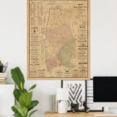 Lange Island City NY Map (1876) Poster (Thuiskantoor)