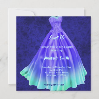 Lange jurk Sweet 16 (Blauw) Kaart
