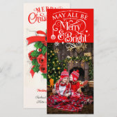 Lange kerstfotokaart rood thema (Voorkant / Achterkant)