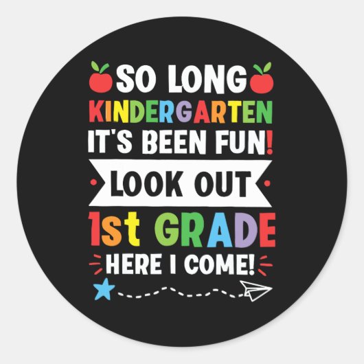 Lange kleuterschool 1e klas hier kom ik studeren ronde sticker (Voorkant)