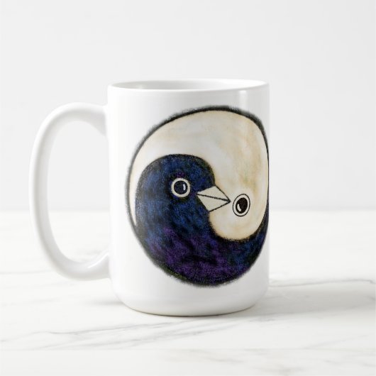Lange koffie mok met Yin Yang duifjes van rust (Links)