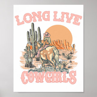 Lange levende cowgirl - Western Cowgirl Poster