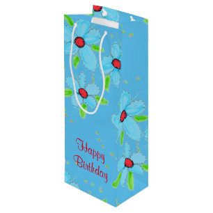 Lange magere geschenktas in blauw voor wijn cadeautas
