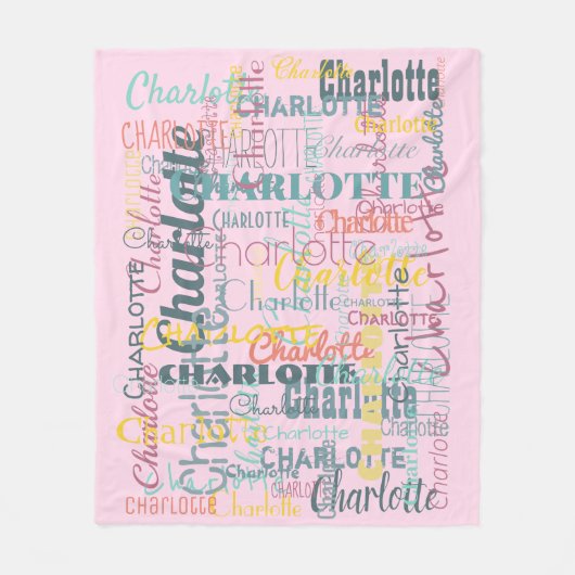 Lange naam Patroon Typografie Roze baby Fleece Deken (Voorkant)