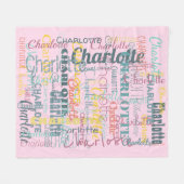Lange naam Patroon Typografie Roze baby Fleece Deken (Voorkant (Horizontaal))