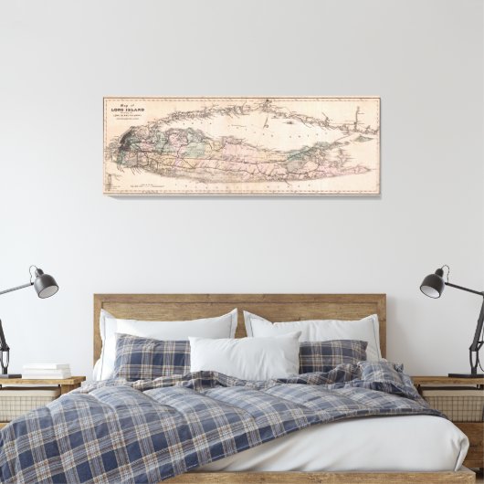  Lange NY Railroad Map (1882) Canvas Afdruk (Insitu (Slaapkamer))